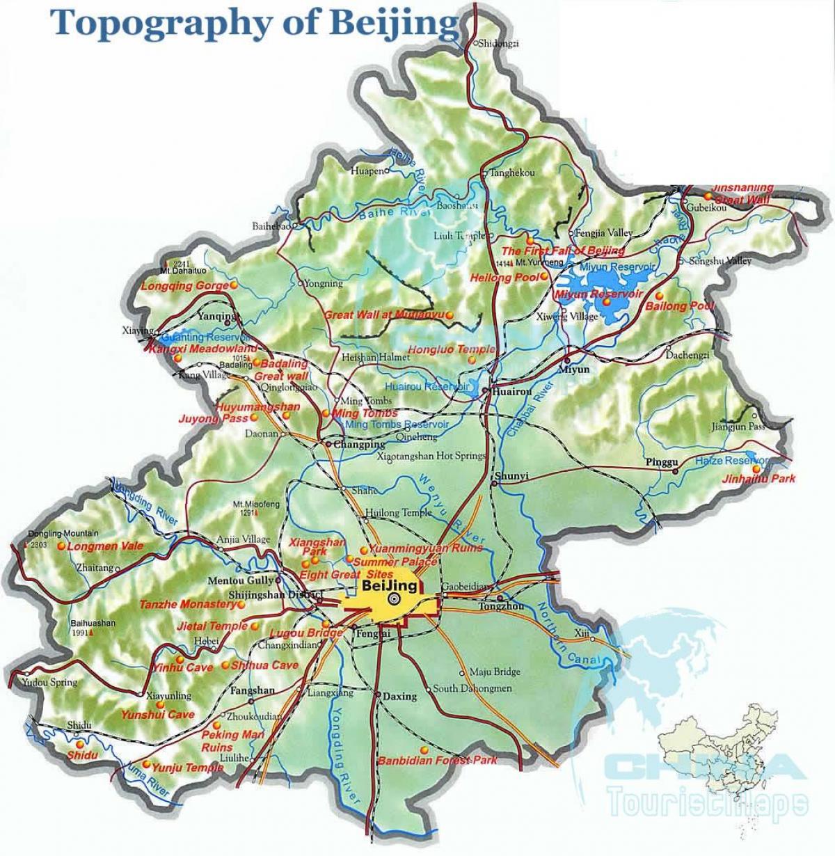 המפה של בייג ' ינג טופוגרפית
