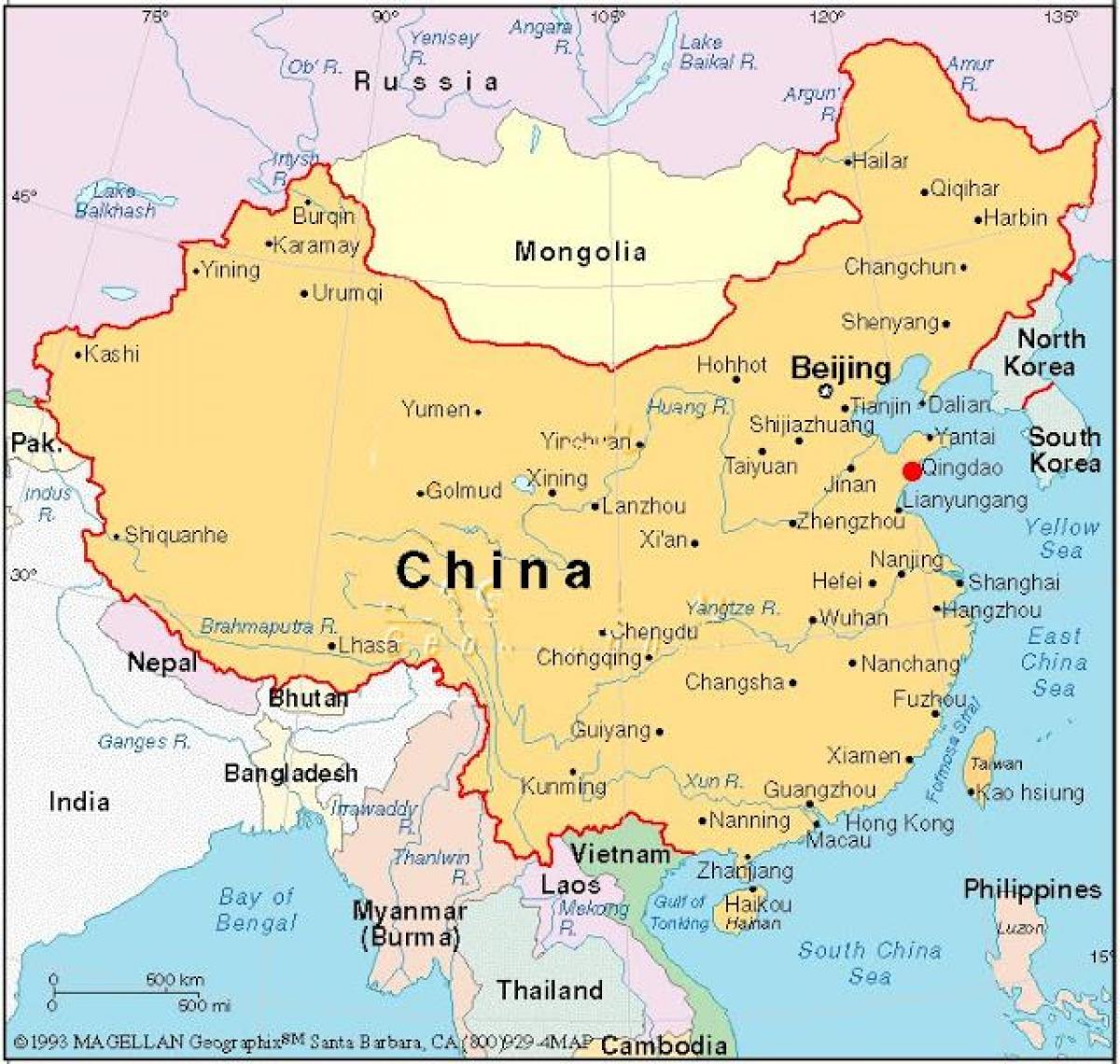מפה של עיר הבירה של סין